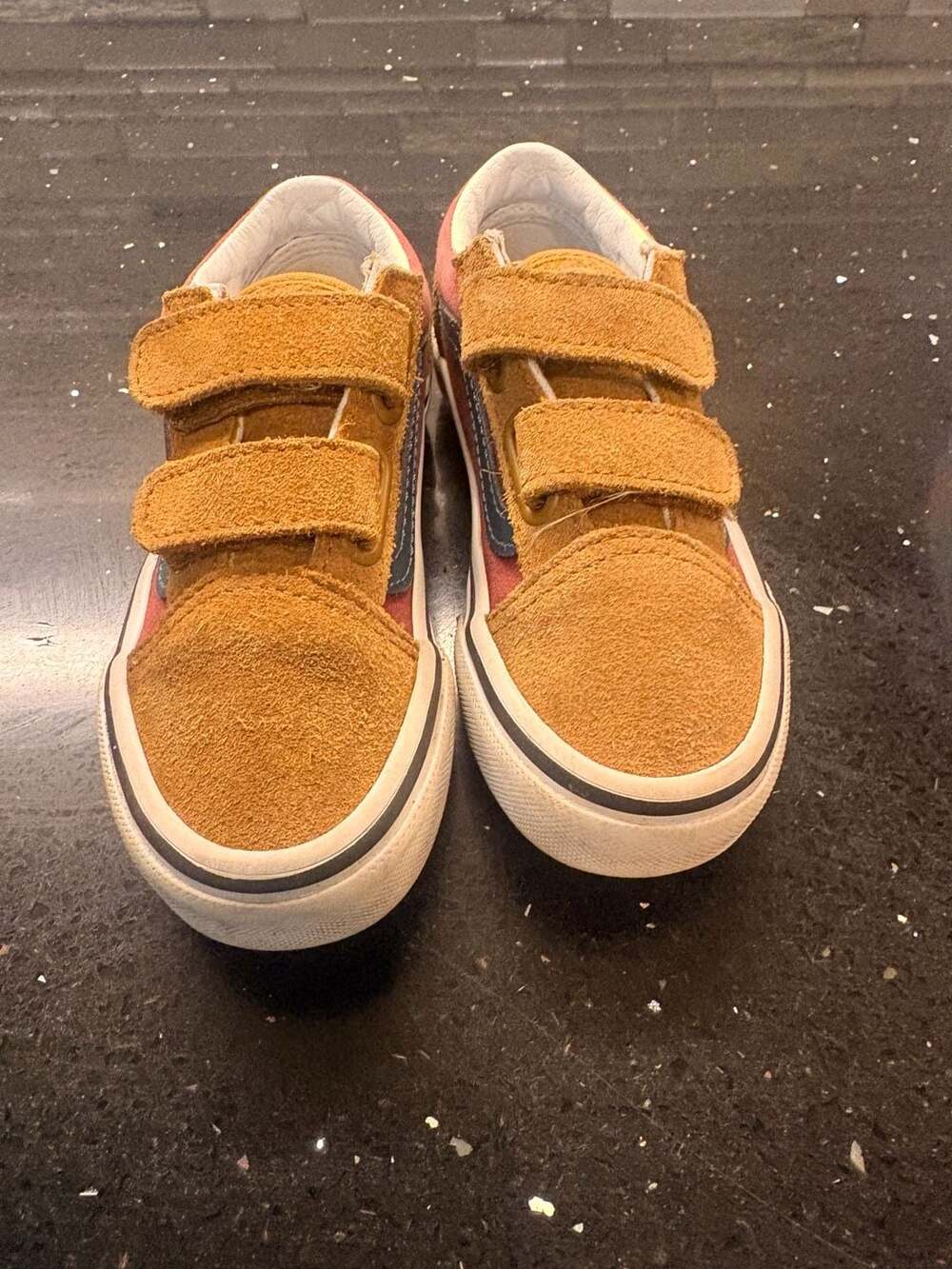Vans Old Skool V Color Block Multi True White Hook And Loop Sneakers